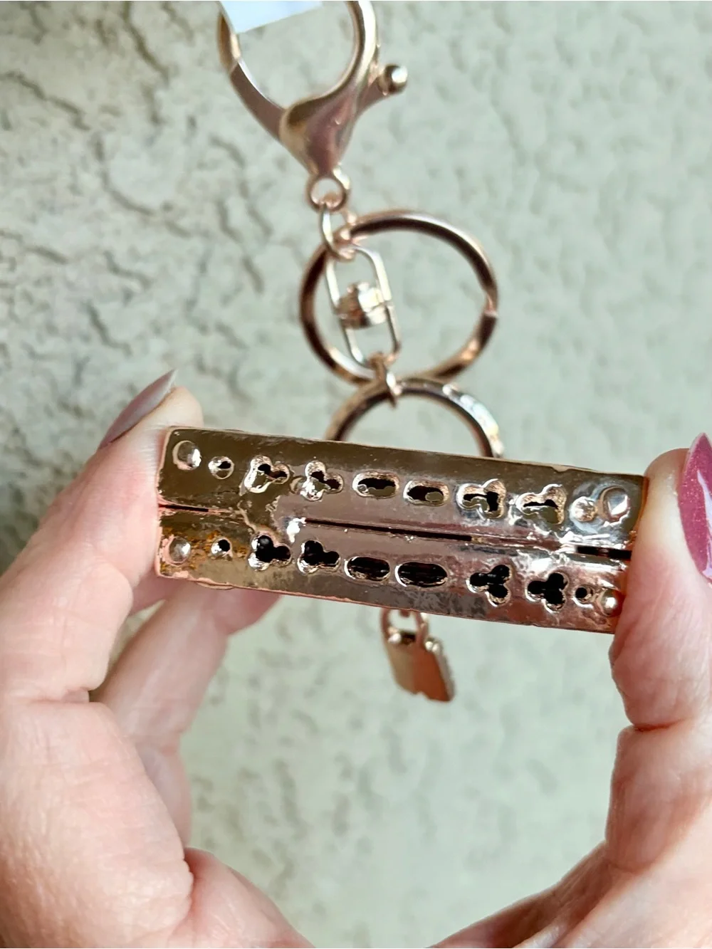 Mini Handbag Keychain Charm - Brown Faux Leather with Rhinestone Lock